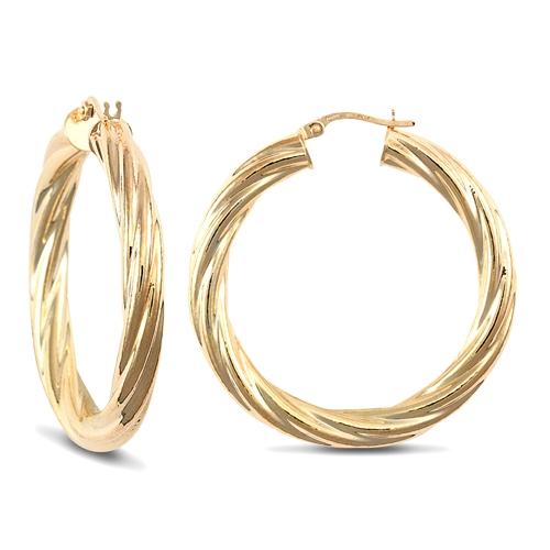 9ct Yellow Gold 5mm Twisted Hoop Earrings 39mm - My Jewel World