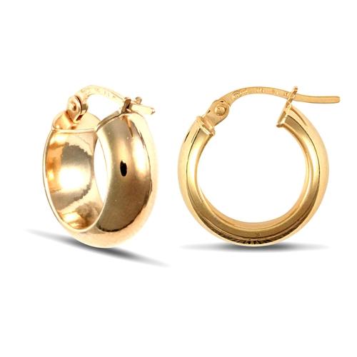 9ct Yellow Gold 6mm Polished D-Shaped Hoop Earrings 14mm - My Jewel World