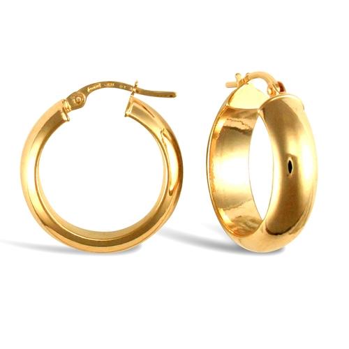 9ct Yellow Gold 6mm Polished D-Shaped Hoop Earrings 19mm - My Jewel World