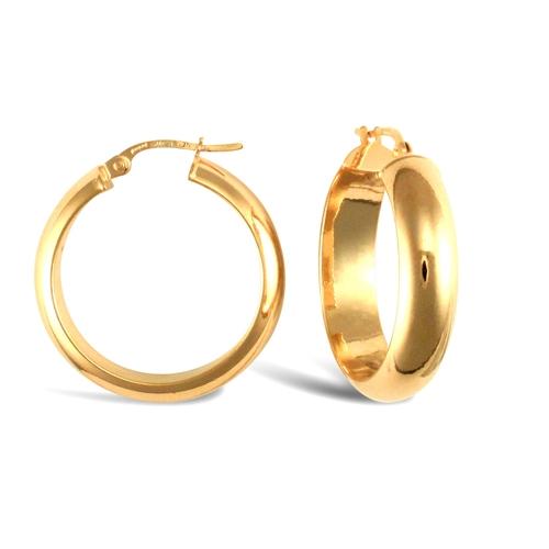 9ct Yellow Gold 6mm Polished D-Shaped Hoop Earrings 24mm - My Jewel World