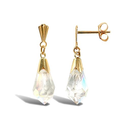 9ct Yellow Gold Crystal Chandelier Tear of Joy Drop Earrings - My Jewel World