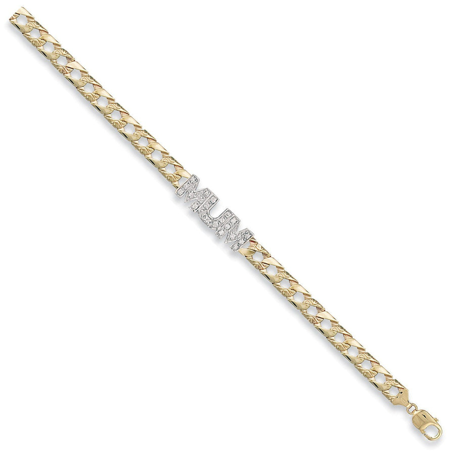 9ct Yellow Gold CZ Mum Bracelet 8.2g - My Jewel World