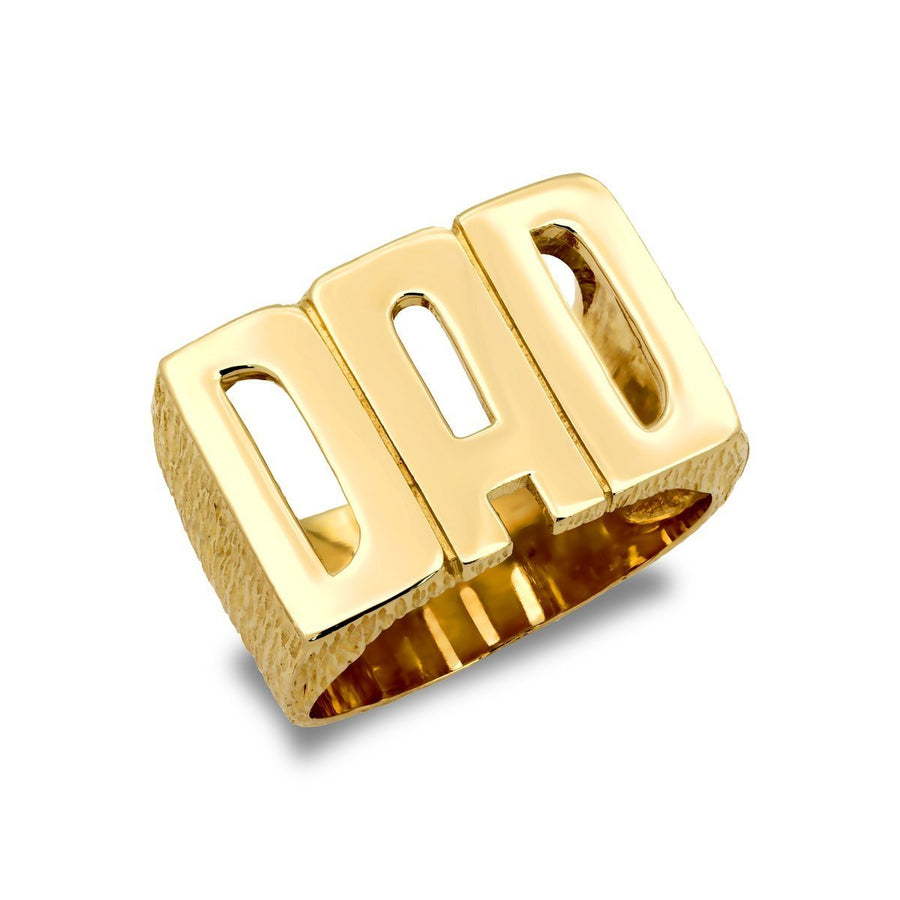 9ct Yellow Gold Dad Ring with Barked Sides 11.0g - My Jewel World