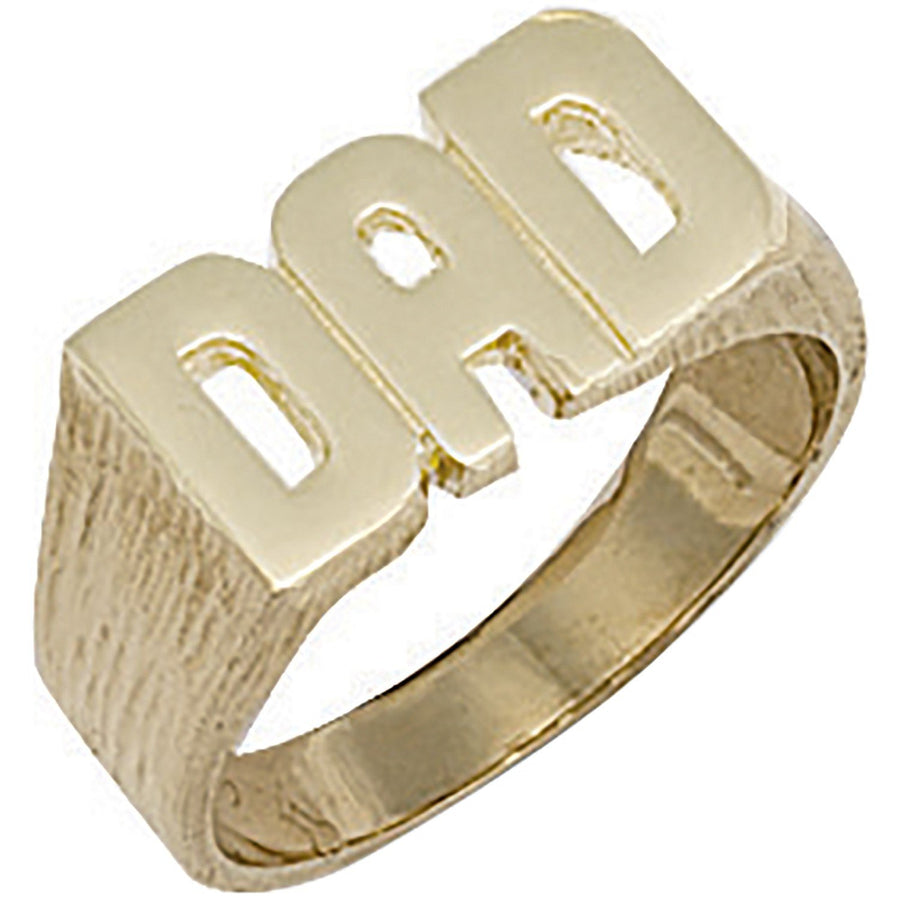 9ct Yellow Gold Dad Ring with Barked Sides 4.8g - My Jewel World