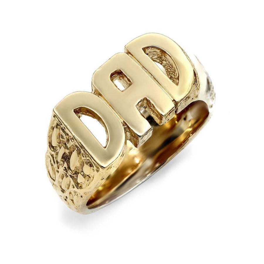 9ct Yellow Gold Dad Ring with Carved Sides 13.0g - My Jewel World