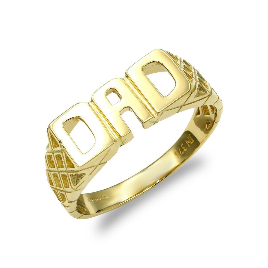 9ct Yellow Gold Dad Ring with Criss Cross Sides 2.1g - My Jewel World