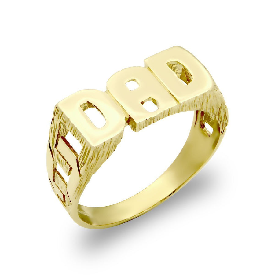 9ct Yellow Gold Dad Ring with Curbed Sides 2.8g - My Jewel World
