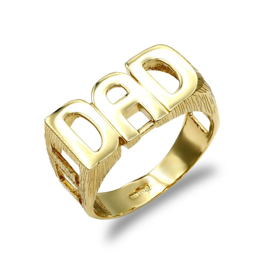 9ct Yellow Gold Dad Ring with Curbed Sides 4.2g - My Jewel World