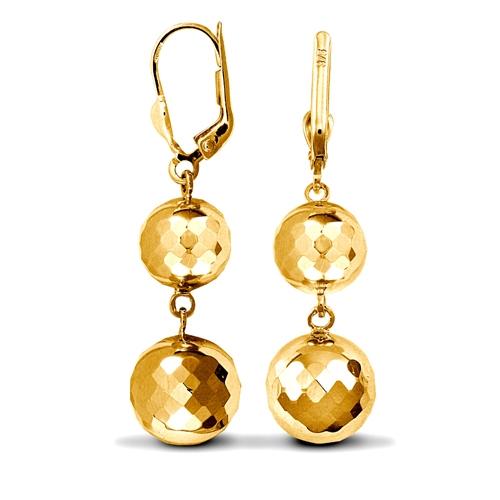 9ct Yellow Gold Diamond Cut 2 Ball Drop Earrings 4.1g - My Jewel World