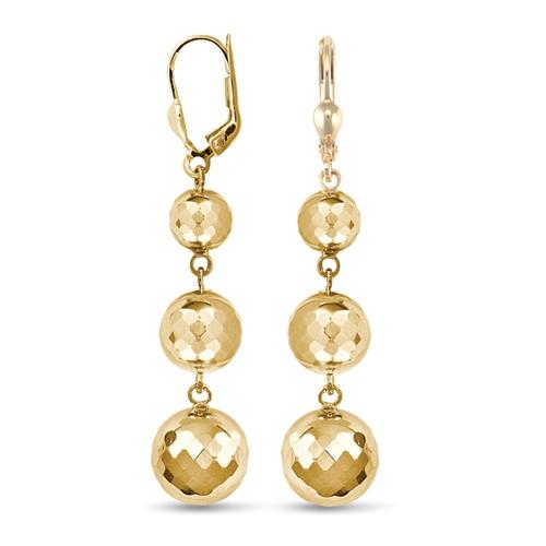 9ct Yellow Gold Diamond Cut 3 Ball Drop Earrings 5.3g - My Jewel World