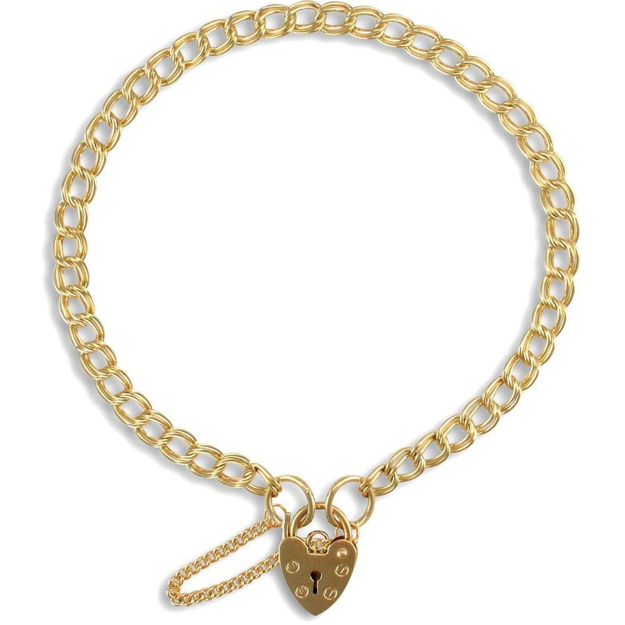 9ct Yellow Gold Double Link Charm Bracelet 5.0g - My Jewel World