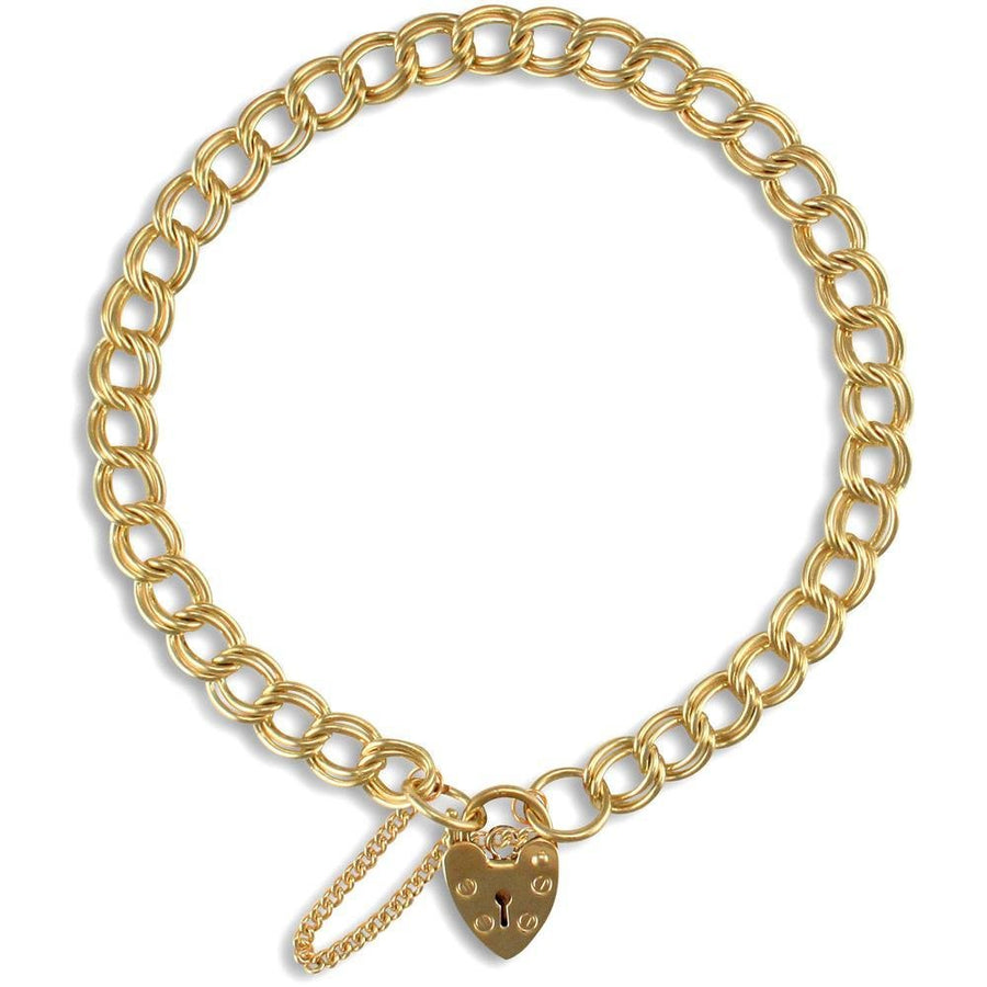 9ct Yellow Gold Double Link Charm Bracelet 8.0g - My Jewel World
