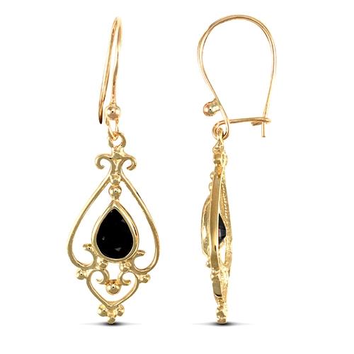 9ct Yellow Gold Fancy Pear Shape Sapphire Drop Earrings - My Jewel World