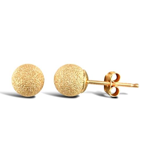 9ct Yellow Gold Frosted Ball Stud Earrings 5mm - My Jewel World