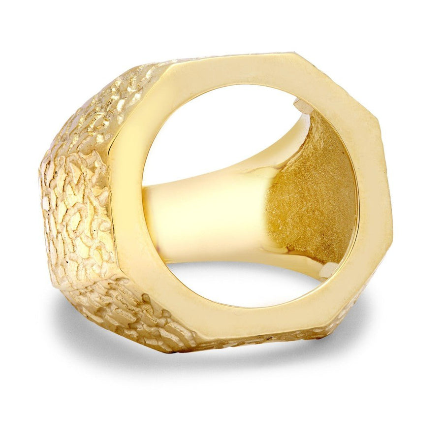 9ct Yellow Gold Half Sovereign Size Ring Mount with Leopard Engraved Sides - My Jewel World