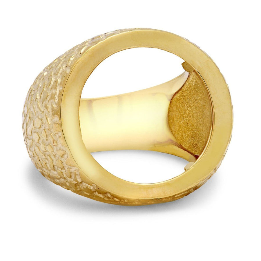 9ct Yellow Gold Half Sovereign Size Ring Mount with Leopard Engraved Sides - My Jewel World