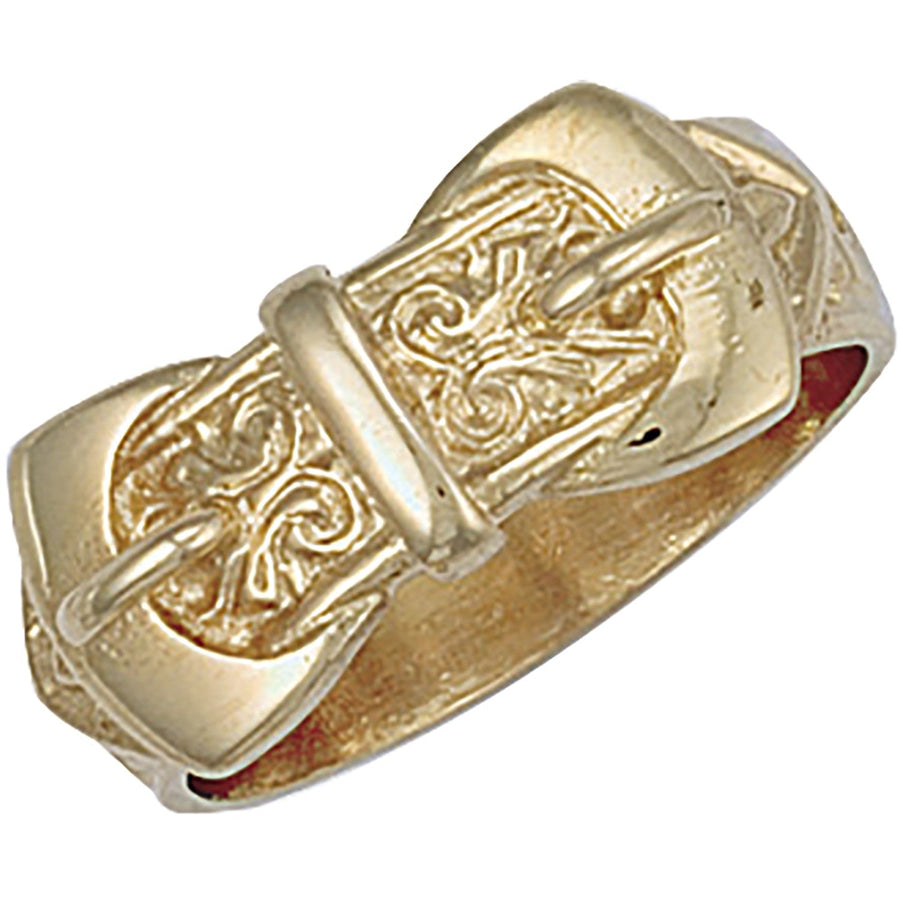 9ct Yellow Gold Hand Carved Double Buckle Ring 10.0g - My Jewel World