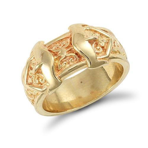 9ct Yellow Gold Hand Carved Double Buckle Ring - My Jewel World