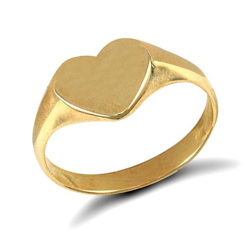 9ct Yellow Gold Heart Shaped Plain Signet Ring - My Jewel World