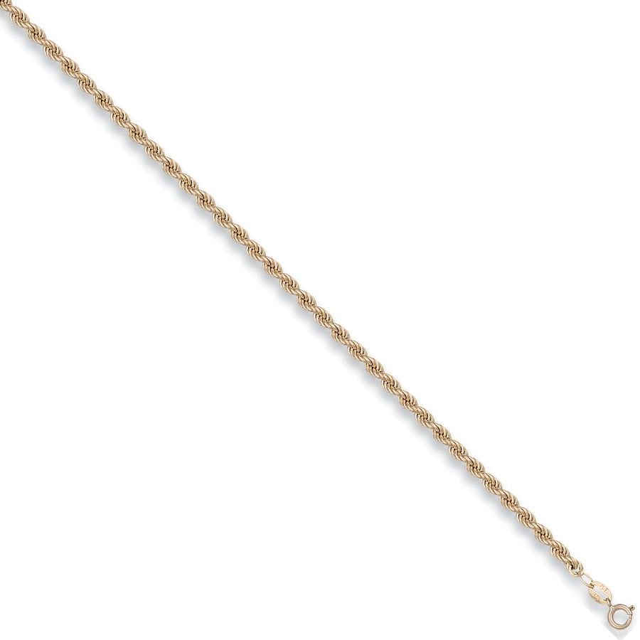9ct Yellow Gold Hollow 3.2mm 16 Inch Rope Necklace 4.0g - My Jewel World