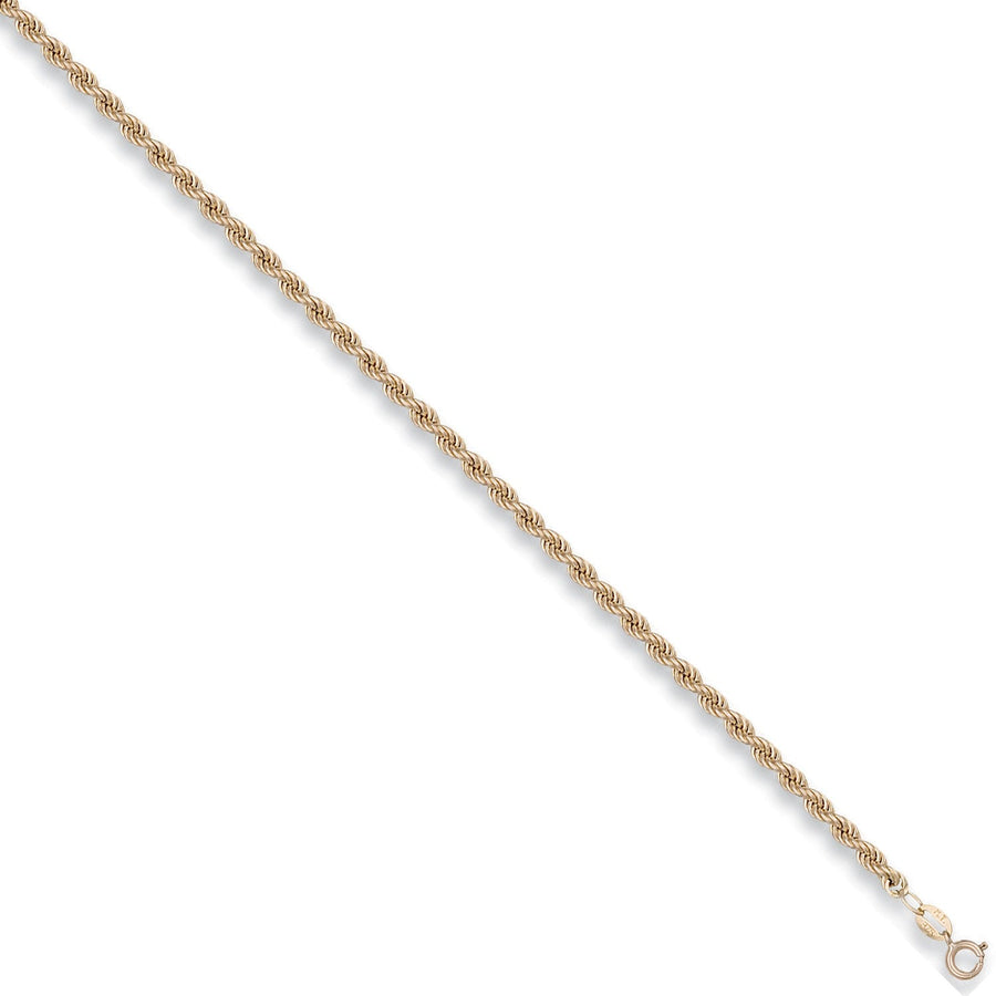 9ct Yellow Gold Hollow 3.2mm 18 Inch Rope Necklace 4.5g - My Jewel World