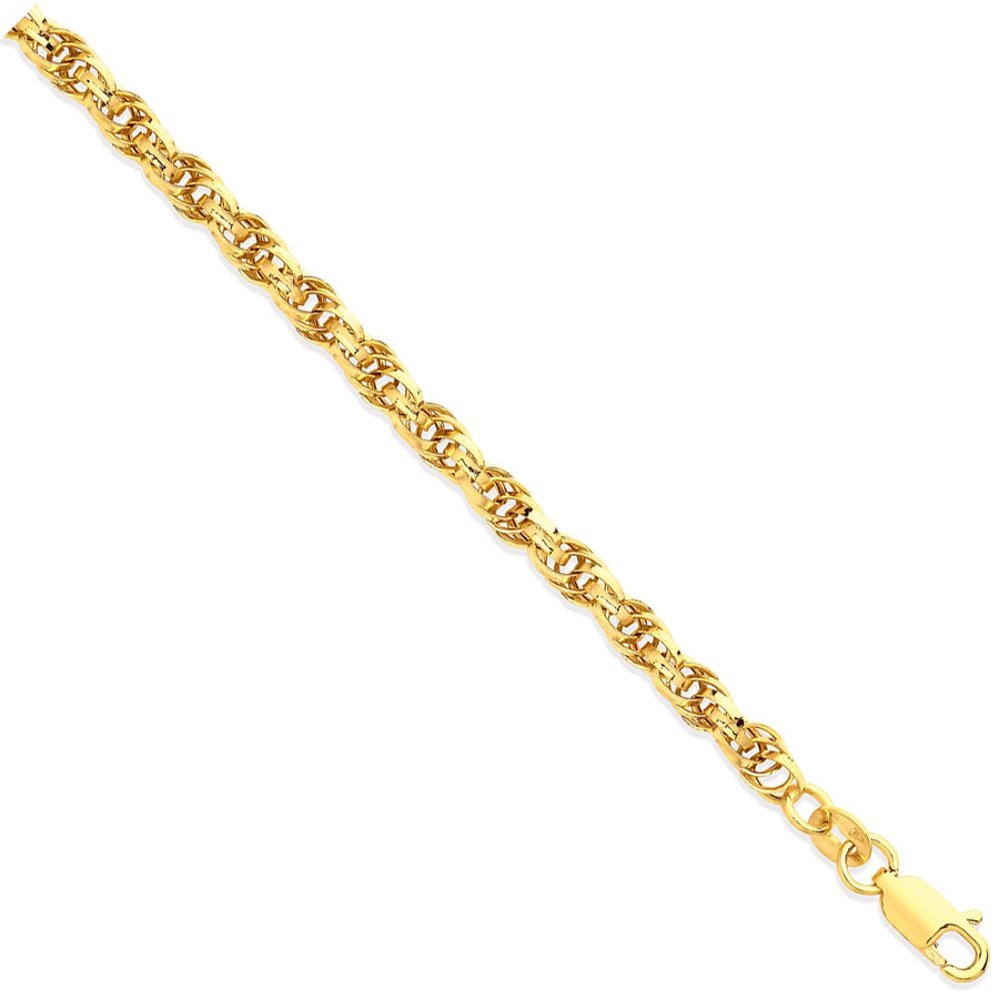 9ct Yellow Gold Hollow 3.7mm 7 Inch Prince of Wales Bracelet 2.8g - My Jewel World