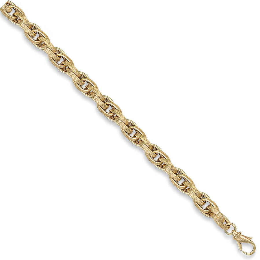 9ct Yellow Gold Hollow 8.5mm 7 Inch Prince of Wales Bracelet 16.5g - My Jewel World