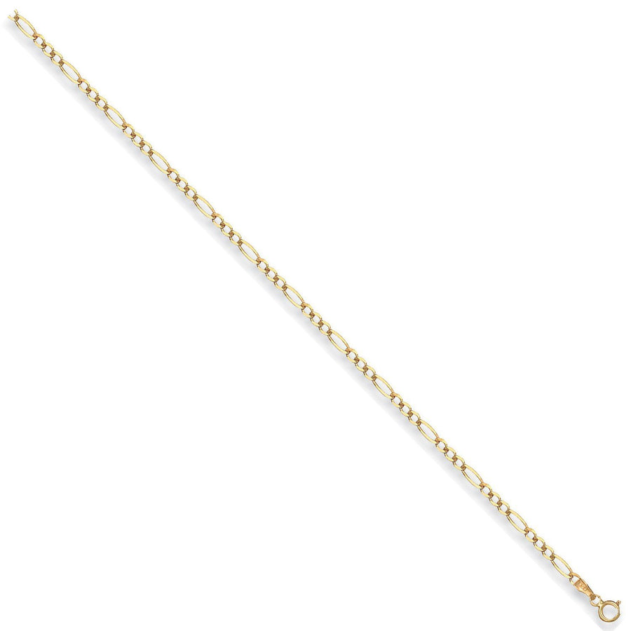 9ct Yellow Gold Light Weight 3mm 16 Inch Figaro Necklace 2.6g - My Jewel World