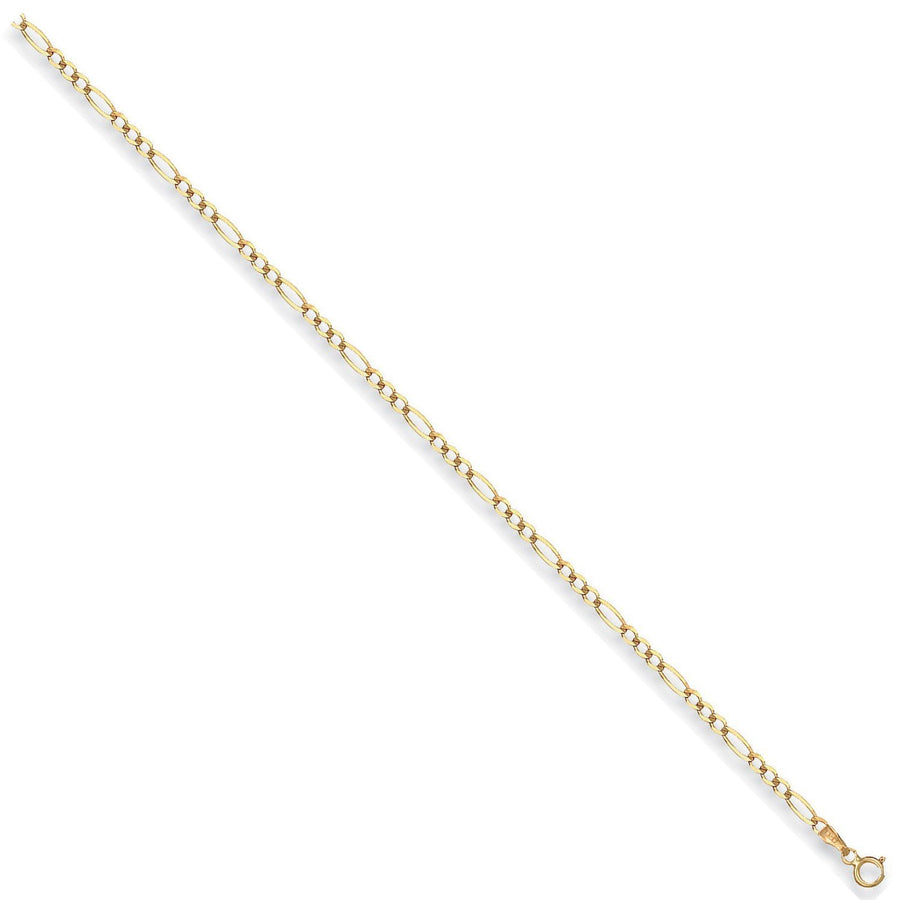 9ct Yellow Gold Light Weight 3mm 18 Inch Figaro Necklace 3.0g - My Jewel World