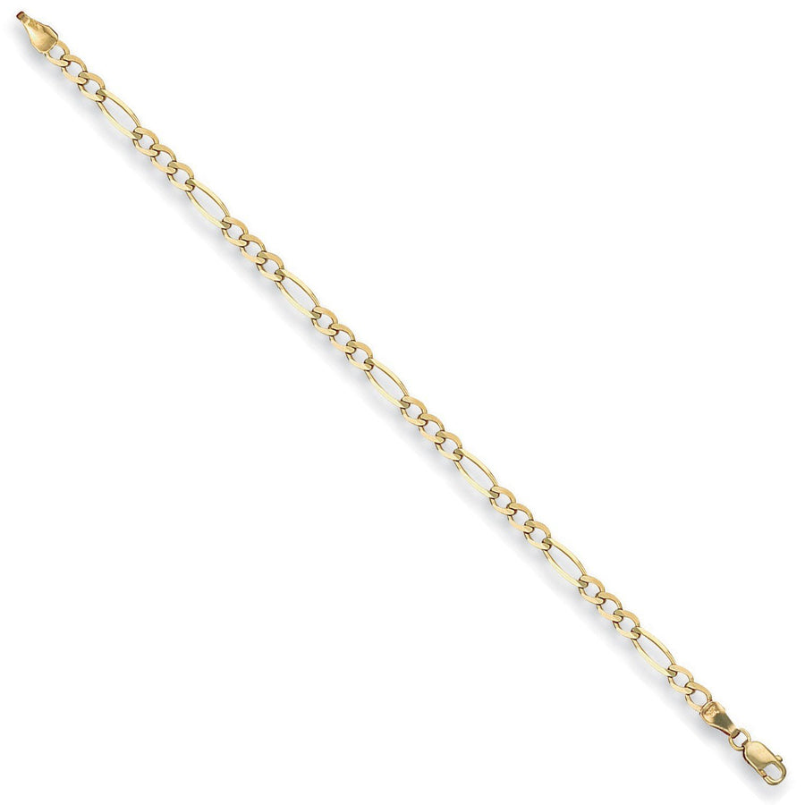 9ct Yellow Gold Light Weight 4mm 7 Inch Figaro Bracelet 2.3g - My Jewel World