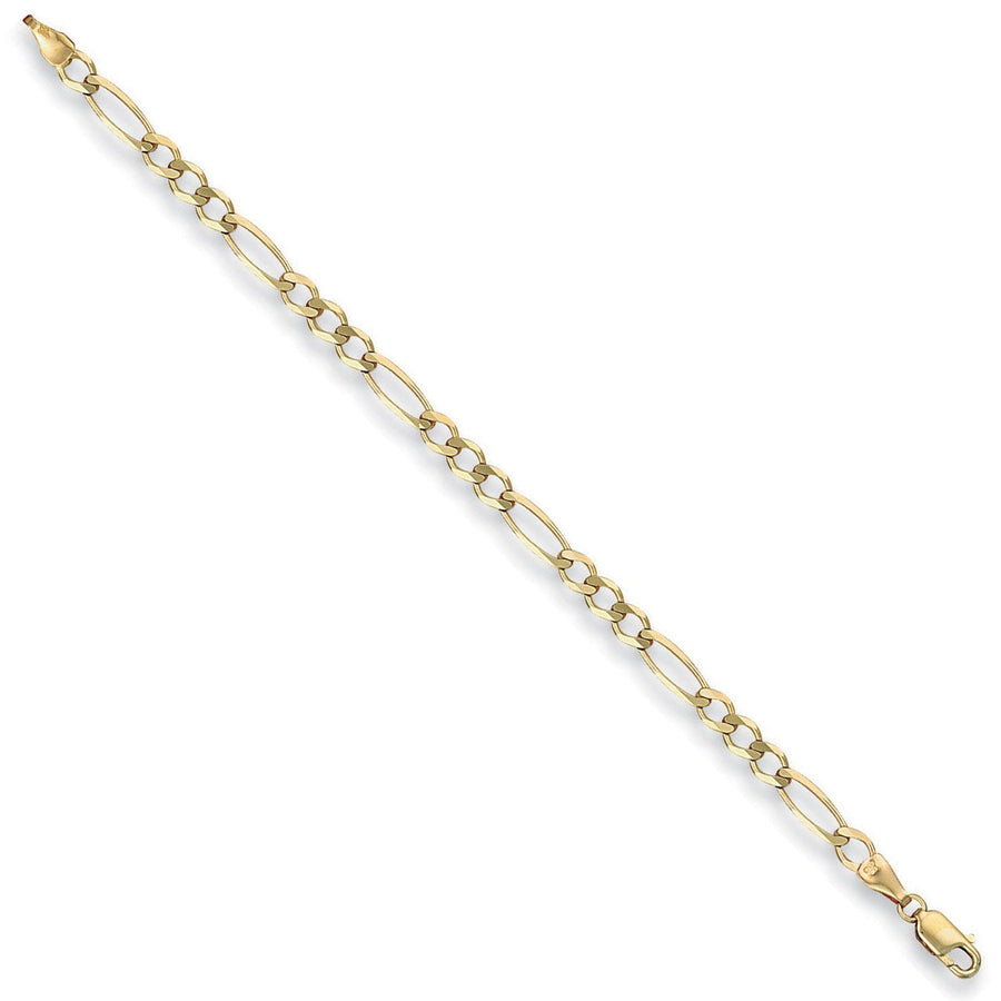 9ct Yellow Gold Light Weight 5mm 7 Inch Figaro Bracelet 3.0g - My Jewel World