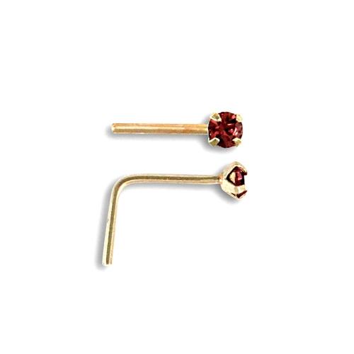 9ct Yellow Gold Lilac CZ Solitaire Nose Stud 2mm - My Jewel World