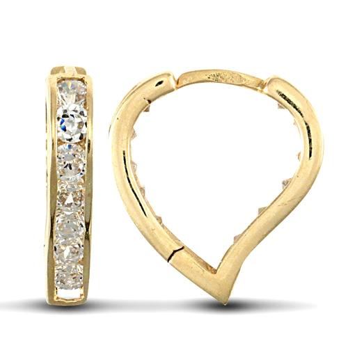 9ct Yellow Gold Love Heart Shape CZ Huggie Hoop Earrings 2.5g - My Jewel World