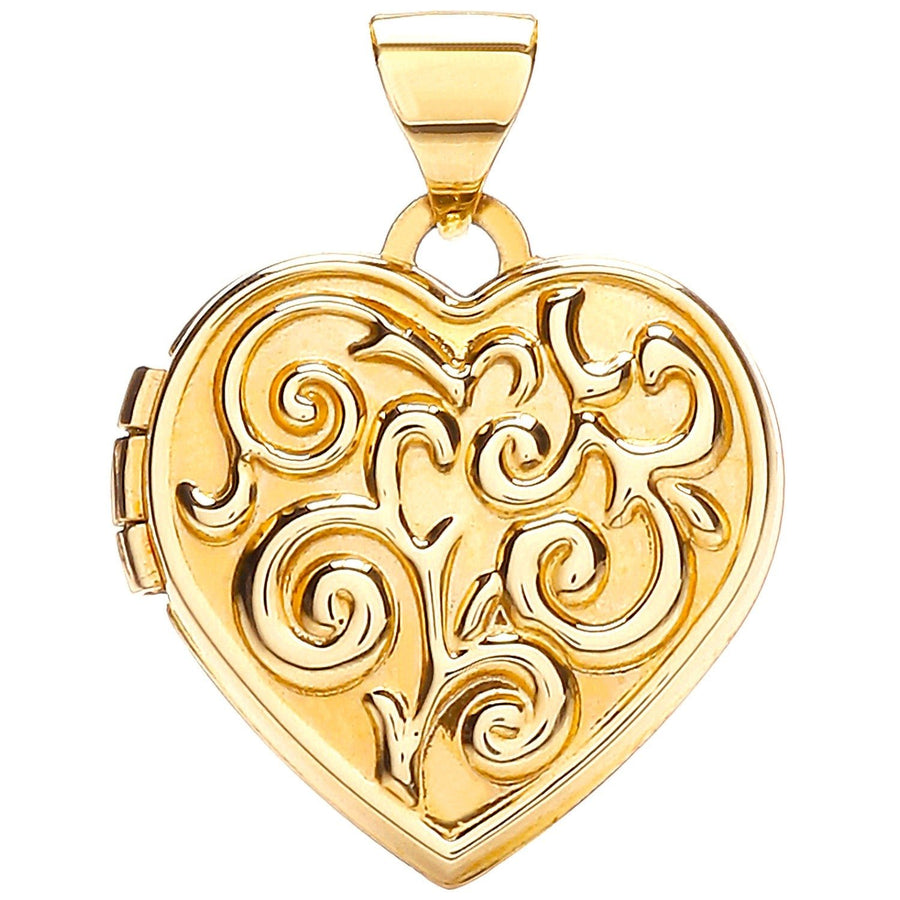 9ct Yellow Gold Love Heart Shaped Locket Pendant Necklace - My Jewel World