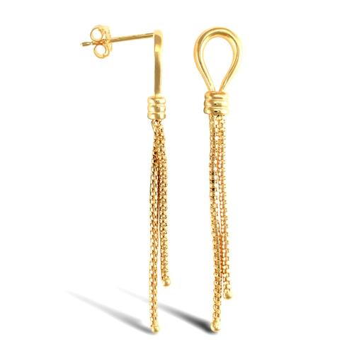 9ct Yellow Gold Love Loop Tassle Drop Earrings 2.1g - My Jewel World