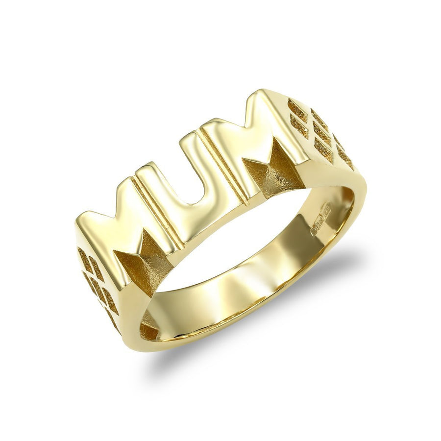 9ct Yellow Gold Mum Ring with Criss Cross Sides 1.9g - My Jewel World