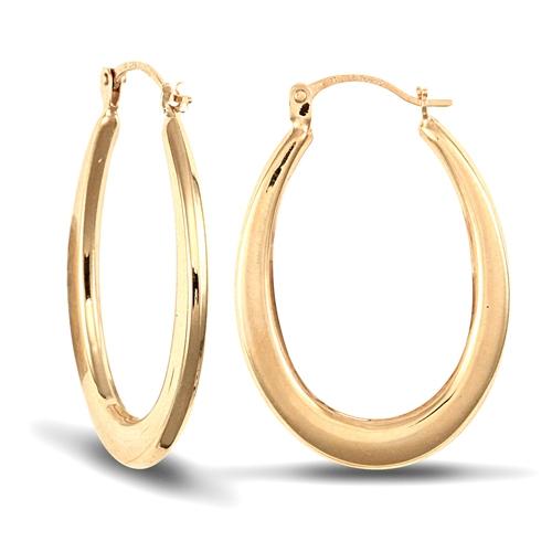 9ct Yellow Gold Oval Creole Hoop Earrings 19x21mm - My Jewel World