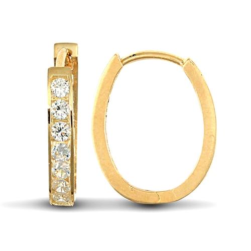 9ct Yellow Gold Oval Shape CZ Huggie Hoop Earrings 2.0g - My Jewel World