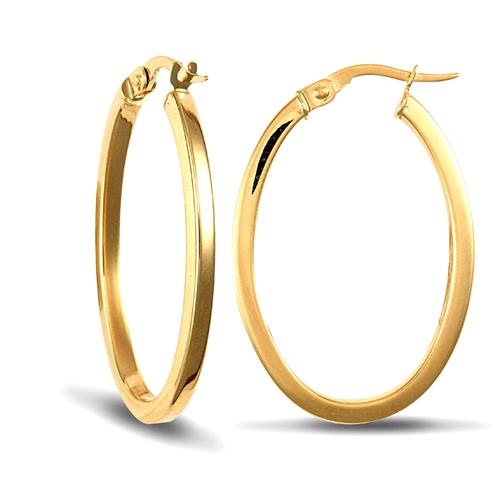 9ct Yellow Gold Oval Shape Polished Hoop Earrings 20x31mm - My Jewel World