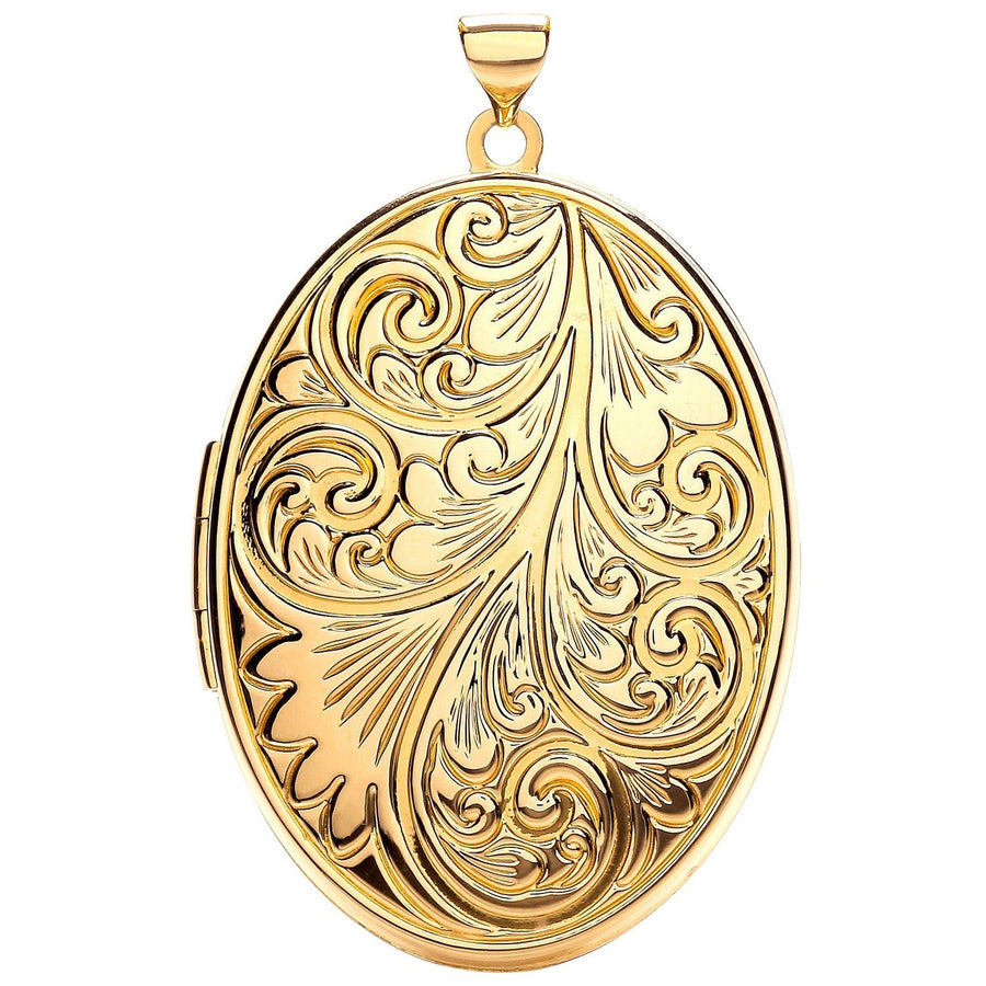 9ct Yellow Gold Oval Shaped Family Locket Pendant Necklace - My Jewel World
