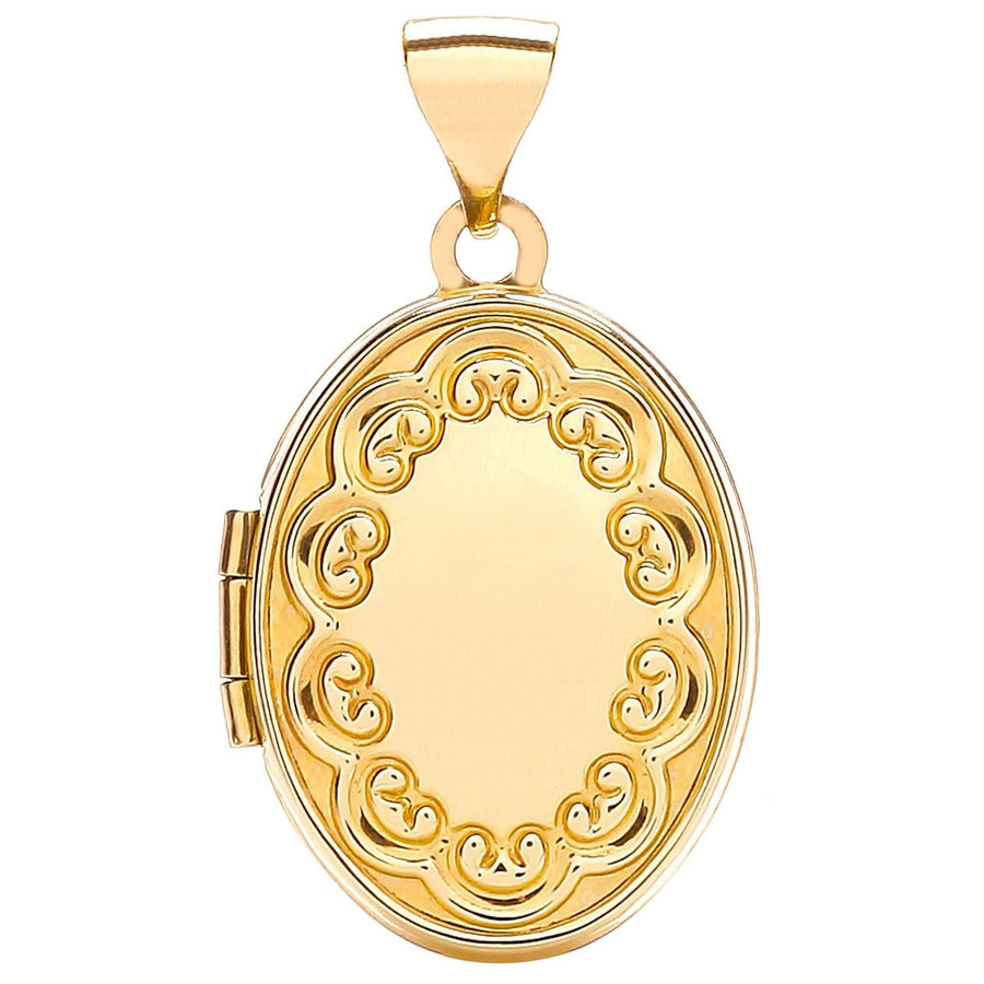 9ct Yellow Gold Oval Shaped Locket Pendant Necklace - My Jewel World