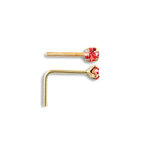 9ct Yellow Gold Pink CZ Solitaire Nose Stud 2mm - My Jewel World