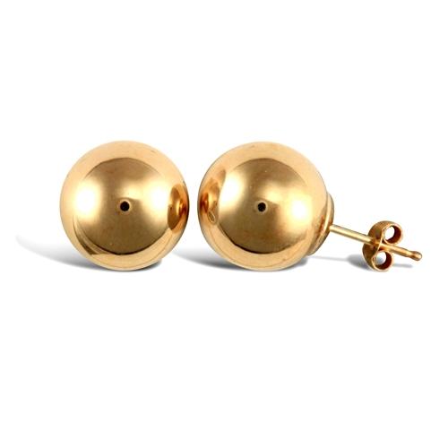 9ct Yellow Gold Plain Polished Ball Stud Earrings 10mm - My Jewel World