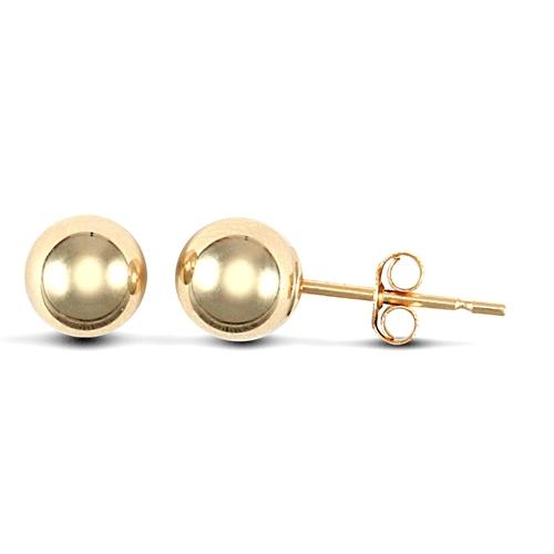 9ct Yellow Gold Plain Polished Ball Stud Earrings 5mm - My Jewel World