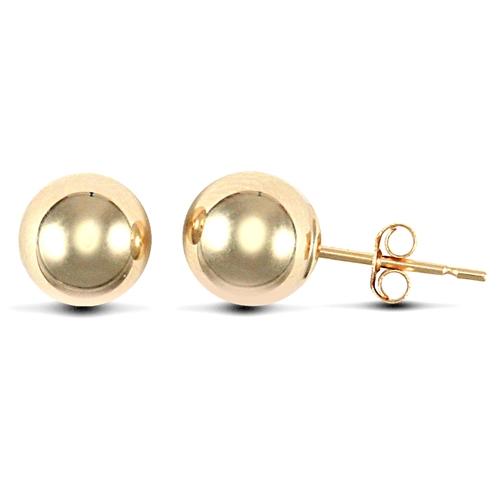 9ct Yellow Gold Plain Polished Ball Stud Earrings 7mm - My Jewel World