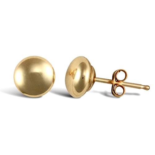 9ct Yellow Gold Plain Polished Button Shape Stud Earrings 6mm - My Jewel World