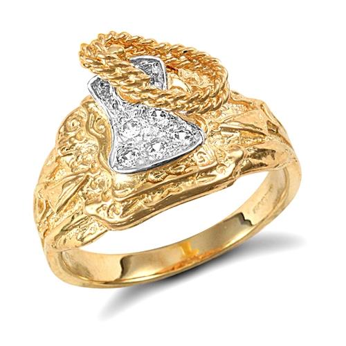 9ct Yellow Gold Saddle Ring set with Cubic Zirconia - My Jewel World