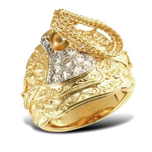 9ct Yellow Gold Saddle Ring set with Cubic Zirconia - My Jewel World