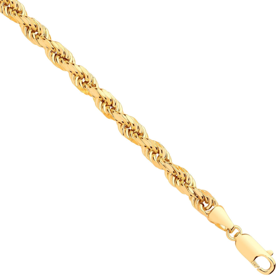 9ct Yellow Gold Semi-Solid 4.5mm 24 Inch Rope Necklace 18.0g - My Jewel World