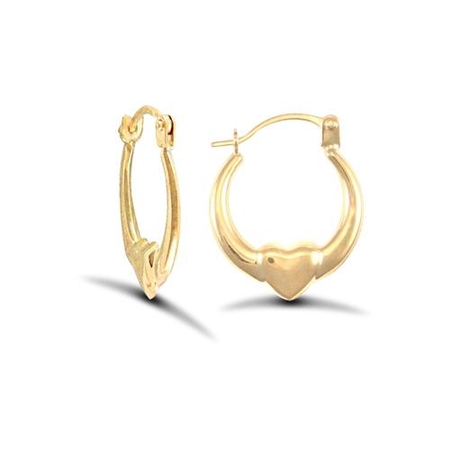 9ct Yellow Gold Simple Claddagh Creole Hoop Earrings - My Jewel World